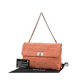 Chanel 2.55 Reissue Quilted Seude Chocolate Bar 235767 Salmon Suede Leather Shoulder Bag