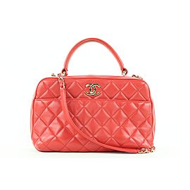 Chanel Red Quilted Lambskin Trendy CC Bowling Bag Coco Crossbody 276cas512