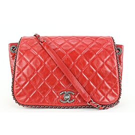 Chanel Quilted Red Leather Chain Around Flap Bag 453cas62