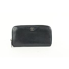 Chanel Black Caviar CC Logo L Gusset Long Zip Around Wallet Zippy 506cas68