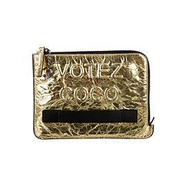 Chanel Votez Coco Gold O-Case Zip Clutch 92cas81