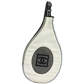 Chanel Backpack (Ultra Rare) Tennis Racquet Case Sports Cc Logo Sling 871555 White Nylon Cross Body Bag