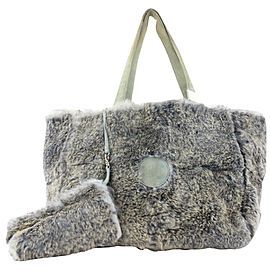 Chanel Grey CC Logo Rabbit Fur Tote bag with Pouch 227ccs211