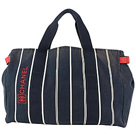 Chanel Navy Blue Stripe Sports Line Duffle Tote bag 929c98