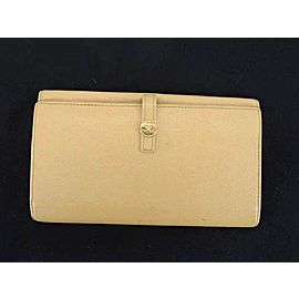 Chanel Beige Cc Button Line Bifold 217527 Wallet