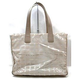 Chanel Beige New Line Mm 872934 Brown Nylon Tote