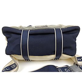 Chanel Belt Cc Sports Logo Fanny Pack Waist Pouch 235835 Ivory X Navy X Gray Nylon Mesh Cross Body Bag