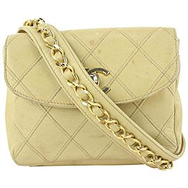 Chanel Quilted Beige Lambskin Chain Belt Bag Fanny Pack Waist Pouch 9cas624