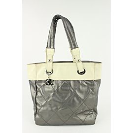 Chanel Grey x Ivory Paris Biarritz Tote PM Bag 1118c27