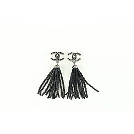 Chanel 09A Black Crystal CC Tassel Earrings 107c45