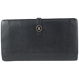 Chanel Black Calfskin Button Line Long Flap Wallet 81cas630