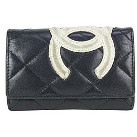 Chanel Black Quilted Cambon 4 Key Case Wallet Holder 818ca66