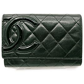 Chanel Black Quilted Lambskin Cambon Ligne Card Holder Flap Wallet 863012