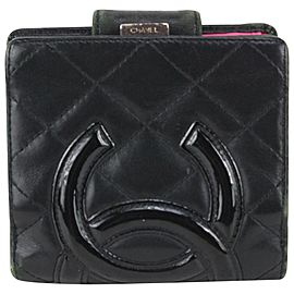 Chanel Black Cambon Quilted Leather Compact Wallet 827cas97