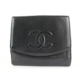 Chanel Black Caviar CC Logo Compact Wallet Coin Purse 67ccs126