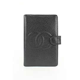 Chanel Black Caviar CC Logo Mini Agenda or Card Holder 8620613