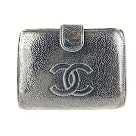 Chanel Black Caviar Leather CC Wallet Coin Purse Compact Wallet 8cc519