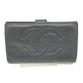 Chanel Black Caviar Leather CC Logo Flap Bifold Wallet 861738