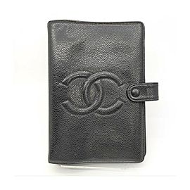 Chanel Black Caviar Leather Small Ring Agenda Diary Cover Notebook 863283