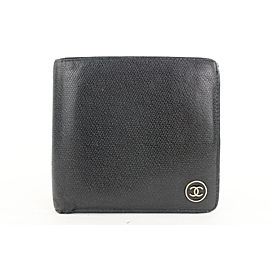 Chanel Black Leather CC Logo Button Line Bifold Wallet 9ccs111