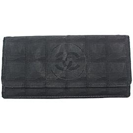 Chanel Black New Line Long Flap Wallet 71ccs126