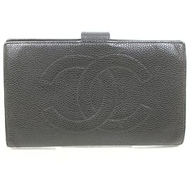 Chanel Black Caviar Logo CC Long Flap Wallet 862952