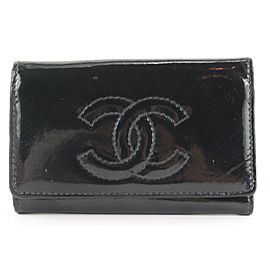 Chanel Black Patent CC Logo Key Holder Wallet Case 68ccs126