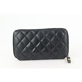 Chanel Black Quilted Lambskin Zip Around Wallet L-Gusset 47cas625