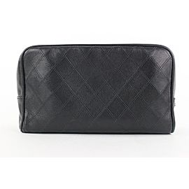 Chanel Black Quilted Lambskin Toiletry Pouch Cosmetic Bag 295cas513