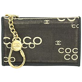 Chanel Black x White CC Logo Coin Pouch Keychain Purse 1018c2