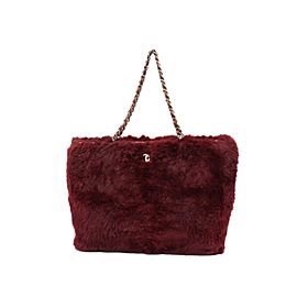 Chanel Bordeaux Lapin Rabbit Cc Chain Tote 234041 Burgundy Fur Shoulder Bag