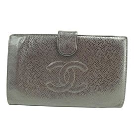 Chanel Bordeaux Caviar CC logo Flap Long Wallet 857109