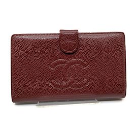 Chanel Bordeaux Caviar Leather CC Logo Long Flap Wallet 863410