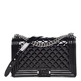 Chanel Black Patent Calfskin Quilted New Medium Plexiglass Boy Flap 1119c45