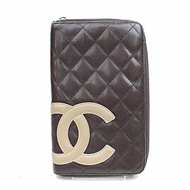 Chanel Brown Zippy Organizer Cambon Quilted Ligne 870997 Wallet