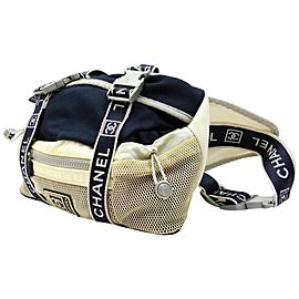 Chanel Bum Cc Sports Fanny Pack Waist Pouch Sports 239579 Navy X Off-white X Gray Nylon Mesh Weekend/Travel Bag