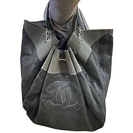 Chanel Cabas Stretch Spirit Extra Large 11ca61 Black Suede Leather Hobo Bag