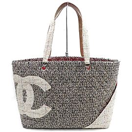 Chanel Cambon Ligne Cc Logo Shopper 872698 Grey Tweed Tote