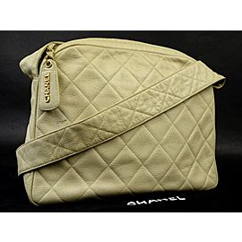 Chanel Messenger Camera Quilted Caviar 216073 Ivory Leather Cross Body Bag