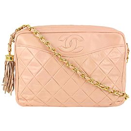 Chanel Pink Quilted Lambskin Fringe Tassel Camera Bag 521cas610