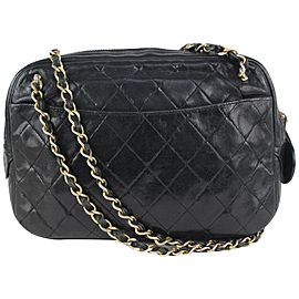 Chanel Black Quilted Lambskin Camera Bag Gold Chain 1014c7