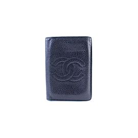 Chanel Caviar Card Holder 220940 Black Leather Clutch