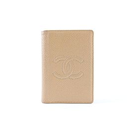 Chanel Caviar Card Holder 226613 Beige Leather Clutch