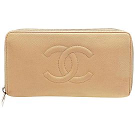 Chanel Beige Caviar Leather Zip Around Wallet Long Zippy L-Gusset 234262