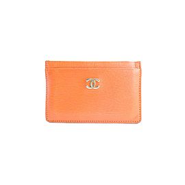 Chanel Cc Card Holder 15cr0604 Orange Leather Clutch