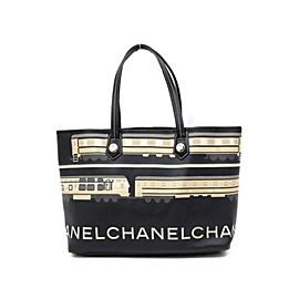 Chanel Cc Logo Le Tren Shopper 234425 Black Coated Canvas Tote