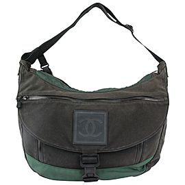 Chanel Black x Green CC Logo Sports Messenger Bag 1116c33