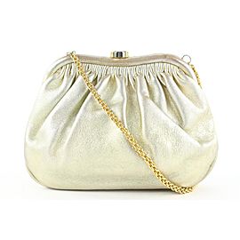 Chanel Gold Leather Kisslock Pouch Crossbody Chain Bag 855cas49