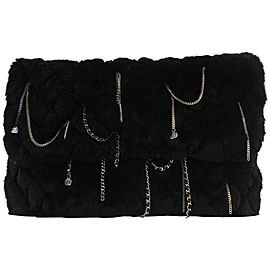 Chanel Black Rabbit Fur Chain Drip Clutch 858748