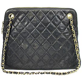 Chanel Chain Quilted Ccty47 Black Lambskin Leather Shoulder Bag